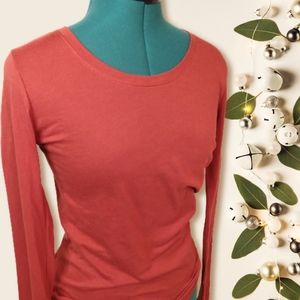 Burnt Sienna Longsleeve Cotton Babydoll Tee Women's Small | No Boundaries